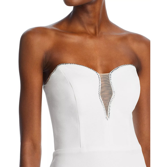 AQUA Rhinestone Embellished Strapless Crepe Midi Dress Size 8 New with Tags - Picture 4 of 9